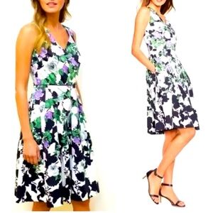 Talbots The Oprah Magazine Collection Purple & Black Hydrangea Dress, Size 10